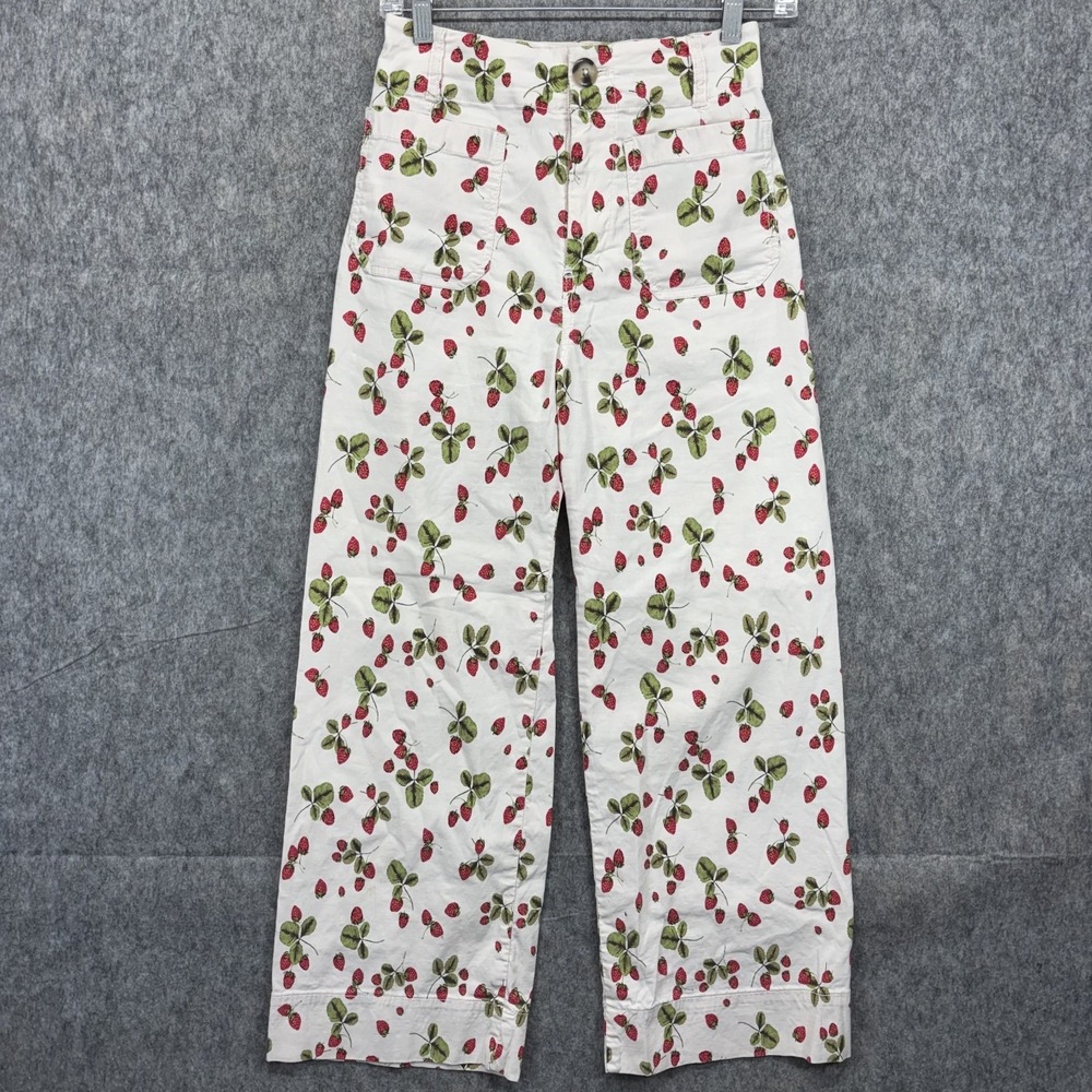 Maeve Anthropologie The Colette Pants Women's 26 Linen Blend Wide Leg Strawberry